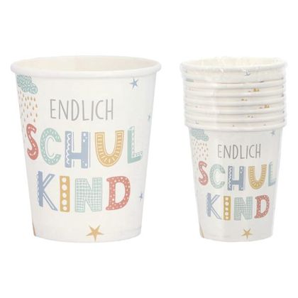 Pappbecher Endlich Schulkind 8 Stück 250ml