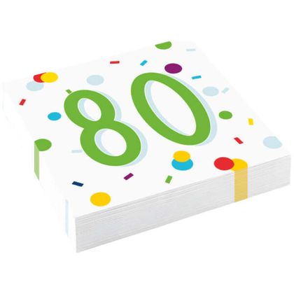 Servietten 80. Geburtstag Konfetti 20 Stück